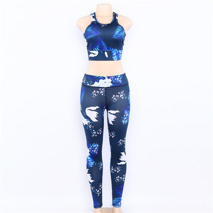Women's Floral Print Yoga Set - Bra&Leggings Outfit