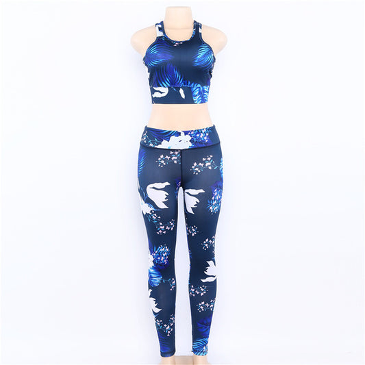 Women's Floral Print Yoga Set - Bra&Leggings Outfit